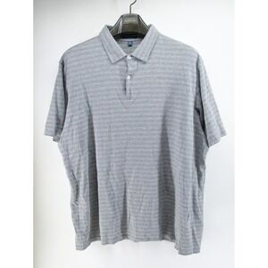 Peter Millar Collection Men's Size 2XL Golf Polo Shirt Gray Striped Linen/Cotton